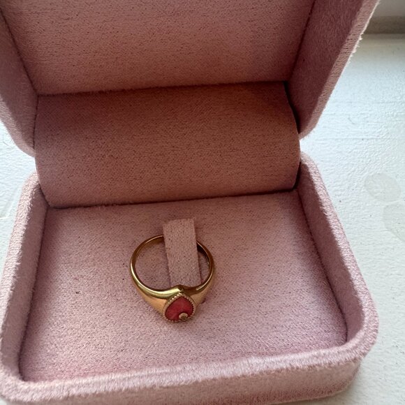 Yvonne Leon Baby Signet Pear Ring - Coral - Picture 5 of 7